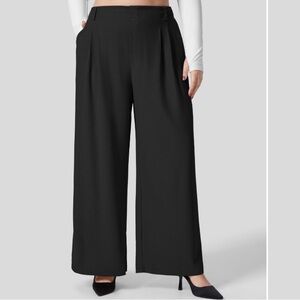 Halara Flex High Waisted Plicated Side Pocket Wide Leg Waffle Work Pants